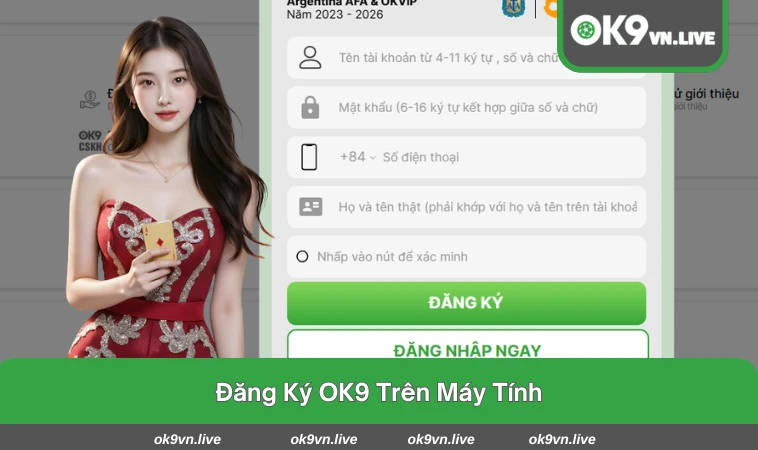 Màn hình đăng ký trên máy tính hiển thị các bước nhập thông tin cơ bản