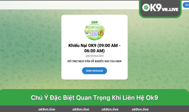 Chú ý cần nhớ khi kết nối đến OK9