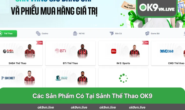 Các môn thể thao và tỷ lệ cược tại sảnh thể thao